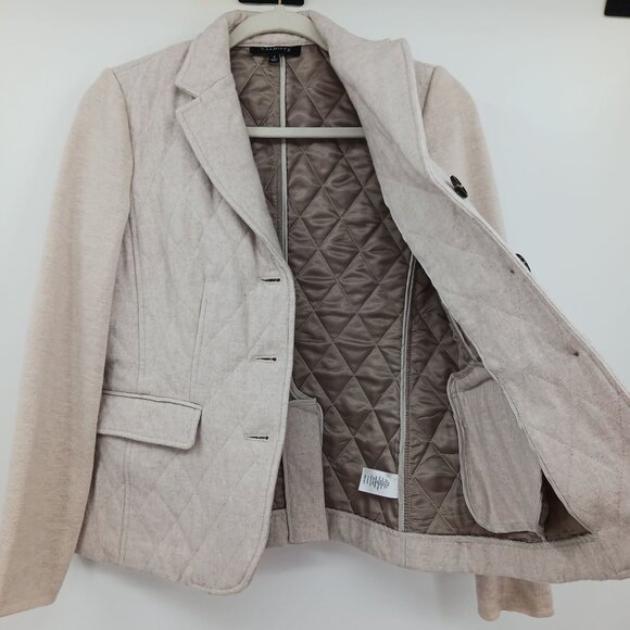 Talbots Beige Quilted Wool Blend Blazer Jacket Size 2 - Picture 6 of 12